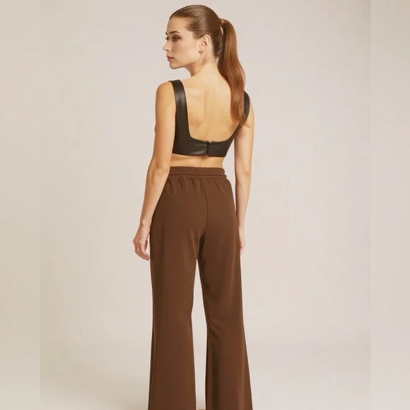 Soucy EZ Joggers Wide Leg Brown Pima Cotton Cozy Sweats Size Small - Picture 2 of 9